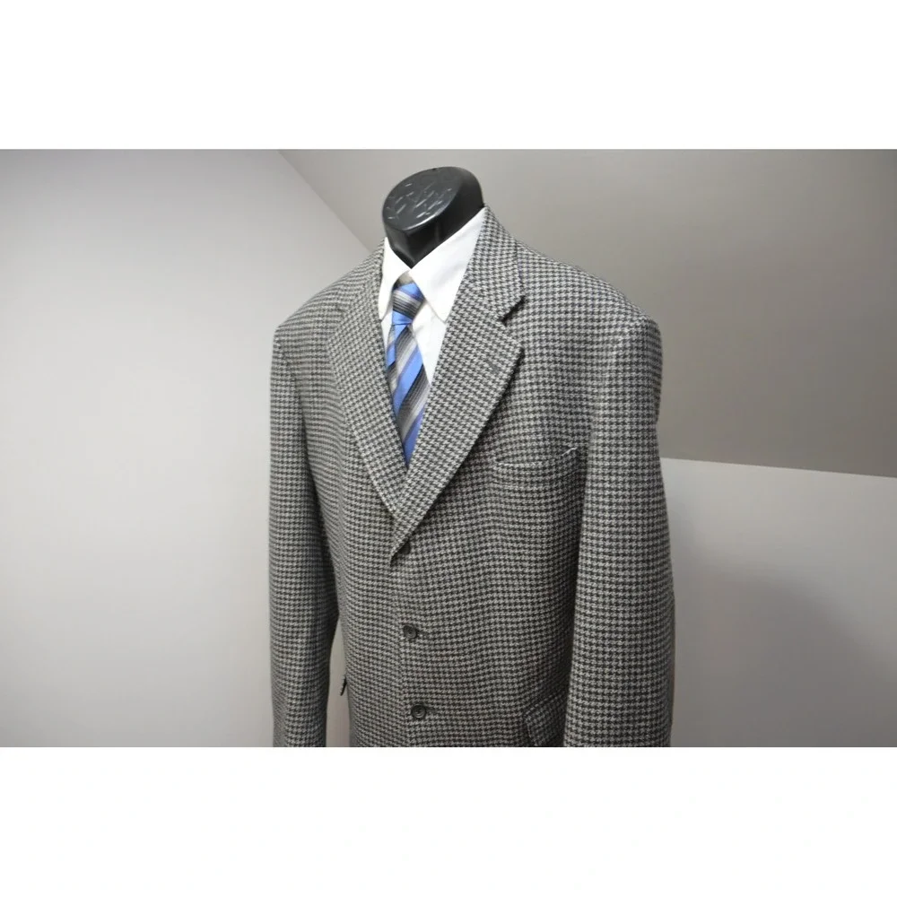 VTG Stafford Houndstooth Blazer Mens 48R‎ Elbow Patches 3-Button Excellent